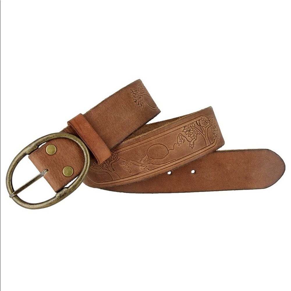 BRAND NEW Brown Leather Belt with Tree of Life 40